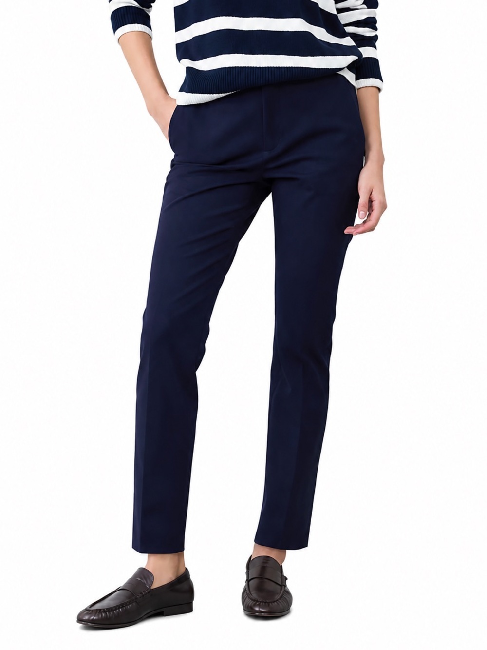 Banana Republic Sloan Slim Straight Crop Pants, Tailored Trousers, Navy Blue, 6